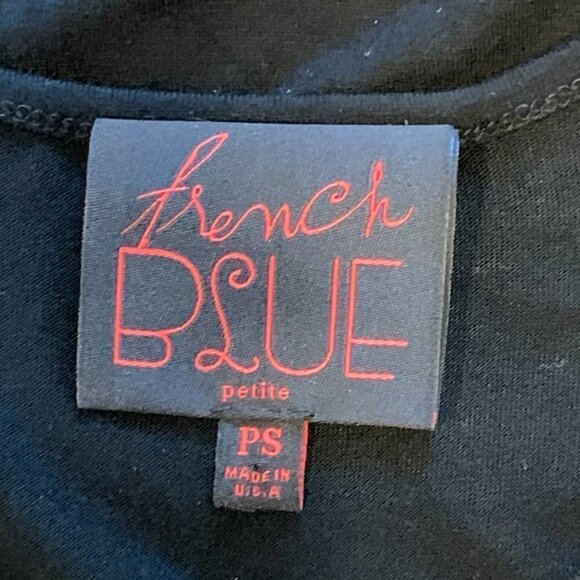 French Blue Top Mixed Media Geometric Dot, Solid, & Chiffon Sz PS 39J - Picture 6 of 7